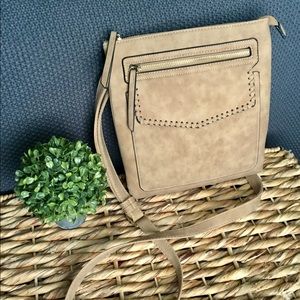 Tan suede crossbody bag